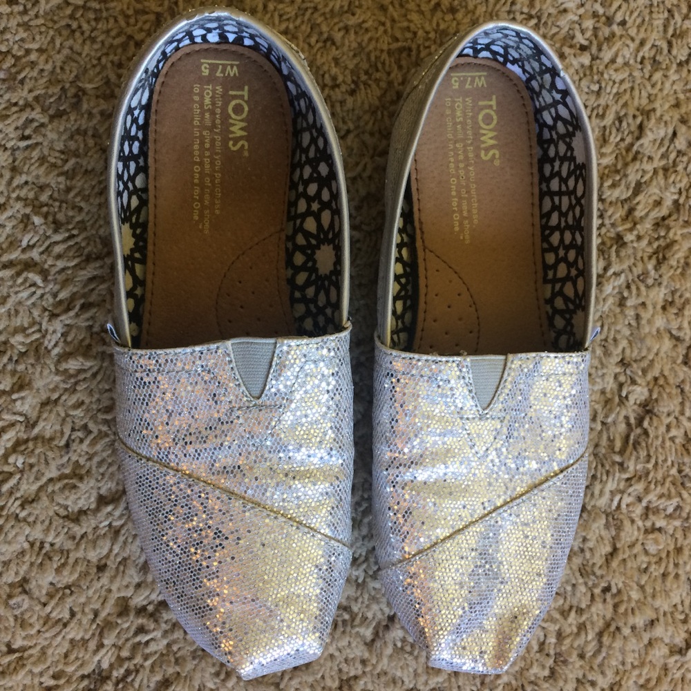 Silver Sparkle Toms (women's size 7.5)